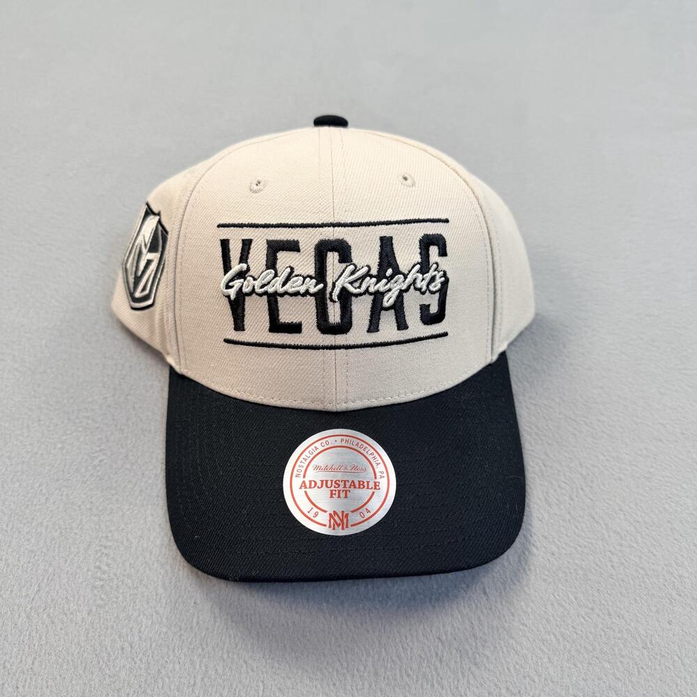 Vegas Golden Knights Hat Cap Beige Snap Back Mens One Size NHL Mitchell & Ness